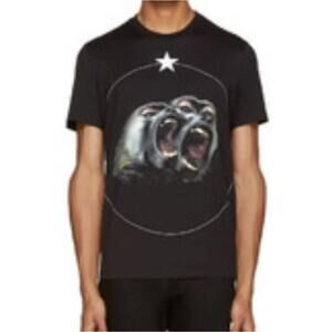 Givenchy Black Monkey Graphic Print Crew Neck Short Sleeve T-Shirt